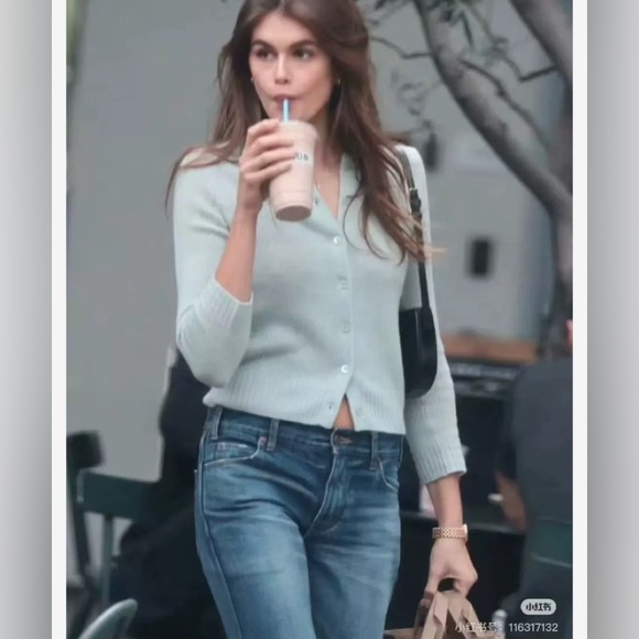 Doen The Danae Cashmere Crewneck Cardigan Size S in Tidepool - Picture 15 of 15